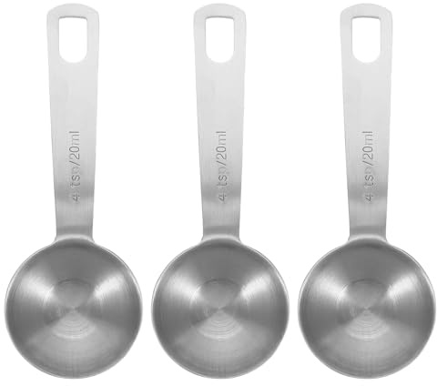 Milisten 4 Cucharas Medidoras de Acero Inoxidable 20 Ml 4 Cucharaditas, Juego de Cucharas para Cocina y Hornear, Utensilios de Medición Precisos para Condimentos y Repostería, Aptas