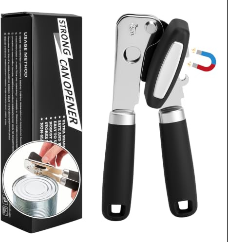 SLIAXINT Apriscatole Manuale Professionale Acciaio Inox Facile da Usare Senza Sforzo - Apriscatole 3 in 1 Multifunzione con Magnete, Impugnatura Ergonomica per Anziani Cucina, Robusto e Durevole