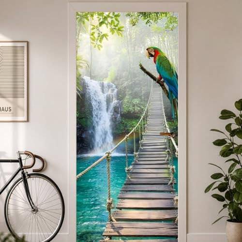 Türtapete selbstklebend 90x200 Türposter Türfolie Regenwald 3D Türaufkleber - Einteilig, Wasserfest, Mieterfreundlich (Dschungel tt13)