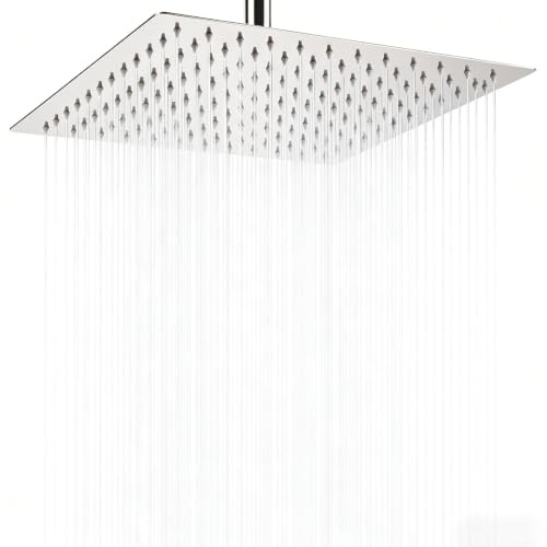 304 Edelst - Soffione doccia a cascata, stile pioggia, 30 x 30 cm | Grande soffione a pioggia per soffitto e parete