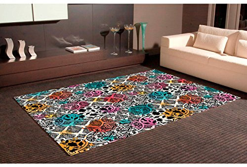 Teppich Damast bunt PVC | verschiedene Maßnahmen | Teppichboden PVC | Boden vinilico | Zuhause 95 x 95 cm