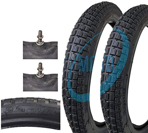 EMA17MFG 2 GOMME COPERTONI PNEUMATICI + 2 CAMERE 2.25-17 (2 1/4-17) TASSELLATO MOTO CIAO SI BRAVO MONFERRAGLIA