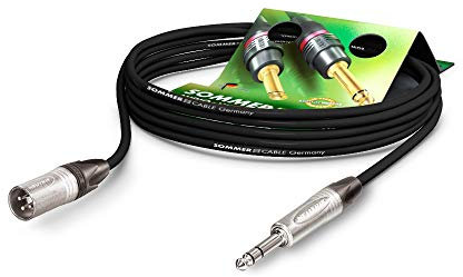 Sommer Cable Mikrofonkabel Stage 22 Highflex XLR male 3-pol Neutrik NC3MXX / Klinke 6,3mm stereo Neutrik NP3X, Schwarz Kabel, Made in Germany by Sommer Cable (1m)