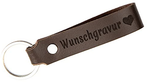 Tidero Schlüsselanhänger Leder mit Wunschgravur personalisiert – personalisierter Wunschtext Gravur individuell – Geschenk Weihnachten für Männer Frauen Name Datum – Handmade in Germany – Dunkelbraun