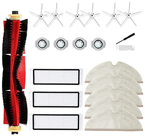Roller Seitenbürstenfilter für Xiaomi Roborock S6 S60 S65 S5 MAX S6 MaxV S6 Pure T6 Staubsauger Zubehör, 1 Rollenbürste, 3 Filter, 5 Mop, 6 Seitenbürsten, 4 Wasserkern