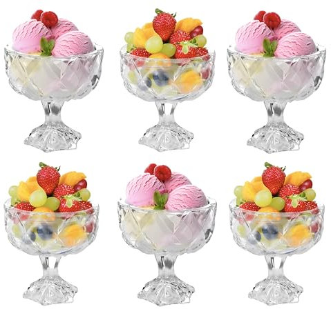 Royal Cuisine Vasos de cóctel para helado, cuencos de cóctel de cristal, cristal de fruta, aperitivo, fruta, cóctel, pudín, juego de 6