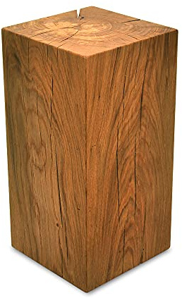 ms factory Holzblock Eiche Massiv - Handgefertigter Holzklotz - Rustikale Holzsäule - Beistelltisch Hocker Dekosäule - 30 x 30 x 60 cm