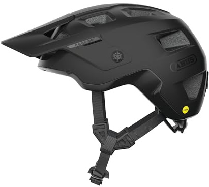 ABUS MTB-Helm MoDrop MIPS - robuster Fahrradhelm mit Aufprallschutz für Mountainbiker - individuelle Passform - Unisex - Schwarz Matt, L