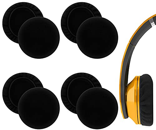 8Pcs Almohadillas Auriculares, Fundas para Auriculares Elásticas, Cubierta deTela Lavable para Auriculares, Protectores Sanitarios para Auriculares de 6 a 8.5 cm(Negro)