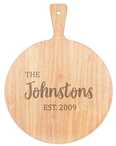 Personnalisé Tout Nom de Famille The Johnstons Fromage Board Rame Plateau Service Poignée Bois Rond 45x34cm