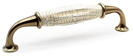 DOJA Barcelona | Tiradores Vintage | 4 Pomos y Tiradores Antiguos | 144*35mm | Zinc-Aluminium y Porcelana | Tirador para Tiradores Cocina, Tiradores Armarios, Tiradores Cajones, Tiradores de Muebles