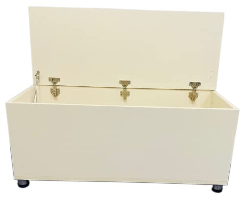 Meta Designs Storage Ottoman, Wooden Chest with Lid, Seat, Stool, Window Bench, Blankets, Bedding, Toy Box (White)