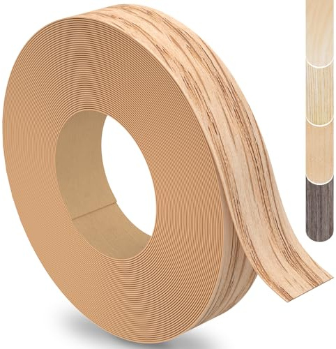 ZYJT RedOak Edge Banding, 3/4 inch x 250ft roll of Real Wood Edge Banding Pre-glued Flexible, Veneer Tape Banding for Cabinet Repair Furniture Restoration