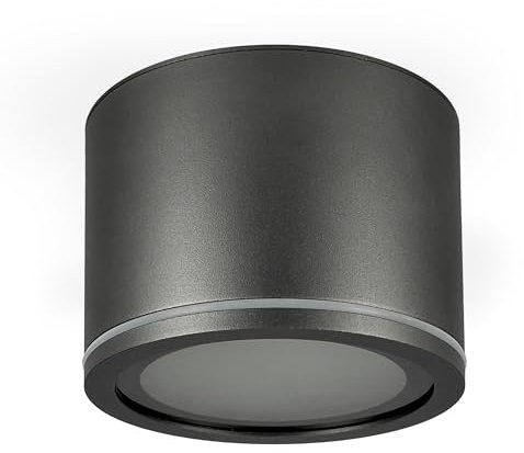 EDO Spot en Saillie IP54, Plafonnier Salle de Bain UMA GX53, Spot LED en Saillie Plafond 230V, Anthracite Mat Downlight Plat et Rond Ø90*60mm Aluminium, pour Balcon et Cuisine, non inclus LED-GX53