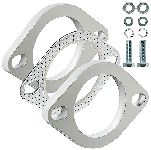 Slmnliras - Kit de conexión de brida de escape de 2 pernos de 60 mm, brida de escape de acero inoxidable y kit de juntas de escape con pernos y tuercas para tubo descendente de 60 mm (2 bridas)