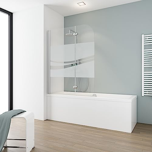 Schulte pare baignoire 112x140 cm, 2 volets, argenté réversible verre 5 mm | volets 71 x 41 cm paroi pivotante rabattable à 180° verrre trempé