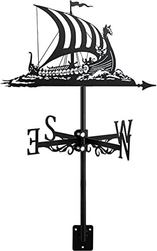 Velero estilo veleta de montaje en techo, decoración de barco, kit indicador de dirección del viento, soporte de metal para jardín al aire libre, veleta, barco dragón