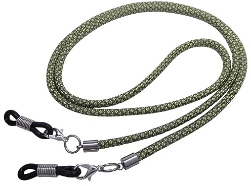 Hawhy Handgemachtes Brillenband aus Paracord für Lesebrillen und Sonnenbrillen, Grün Muster - Inkl. 4 Ersatz Brillenschlaufen