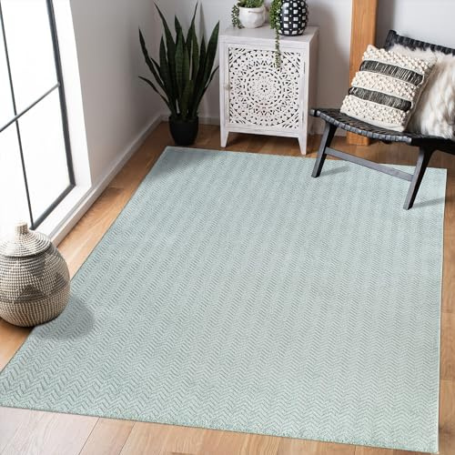 carpet city Teppich Wohnzimmer 140x200 cm - Grün/Türkis - Kurzflor, 3D-Effekt, Glanzgarn - Chevron-Muster - Moderne Teppiche Schlafzimmer, Flur, Esszimmer