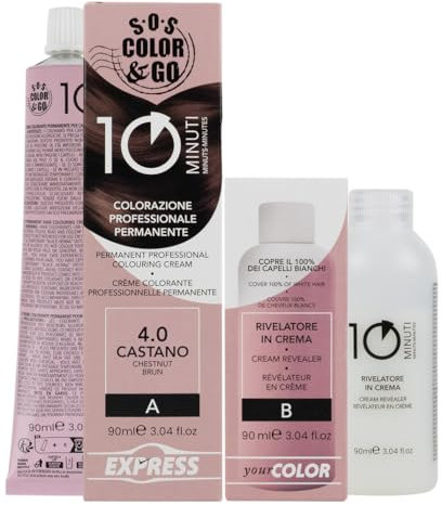 A ALAMA Professional Sos Color&Go set colorazione professionale permanente in 10 minuti - 4.0 Castano