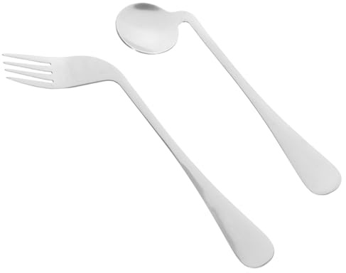 Gatuida Juego De Utensilios Adaptables De 2 Piezas Cuchara En Ángulo De Acero Inoxidable Tenedor Utensilios Ponderados Cubiertos Para Personas Discapacitadas Ayuda Para Personas Mayores