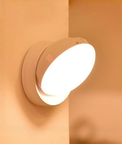 LED-Nachtlicht mit Bewegungsmelder, 360 Grad Drehbar, Wiederaufladbar, Bewegungsaktiviertes Nachtlicht, Induktions-LED-Lampe für Flur, Badezimmer, Schlafzimmer, Treppe (Warmes
