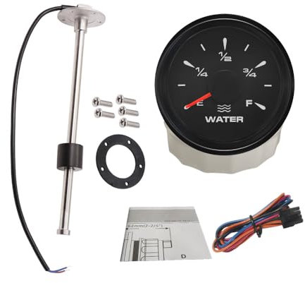 ELING 52 mm Wasserstandsmesser wasserdichtes Messgerät 12 V 24 Volt 0–190 Ohm mit Wasserstands Sendeeinheit Sensor für Yachten Schnellboote