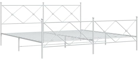 vidaXL Bettgestell mit Kopf- und Fußteil Metall Weiß 200x200 cm