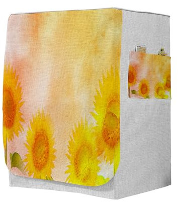Highdi 3D Housse de Protection pour Machine à Laver, Chargement Frontal Housse à La Poussière avec Ouverture Frontale (Capacité S 6~7,5kg,Tournesol 7)