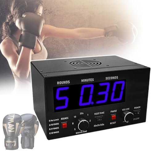 Professionell gymtimer, klassisk boxningsintervalltimer med LED-skärm, justerbar summer, stoppur, valbar träningstid och cykelrepetitioner, för Muay Thai/MMA/Kickboxning blue