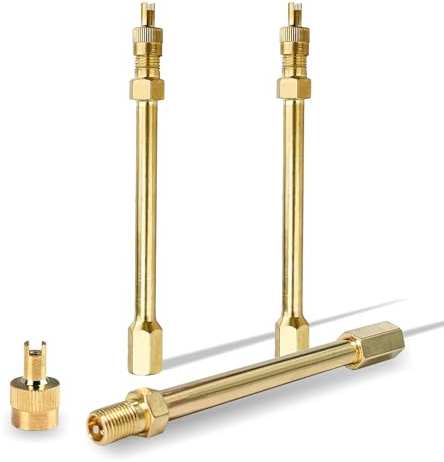 3er Pack Ventilverlängerung Autoventil, 10 cm Reifen Ventiladapter für Auto, Ventilverlängerung aus Messing für Motorrad, Fahrrad, Auto, Elektroroller