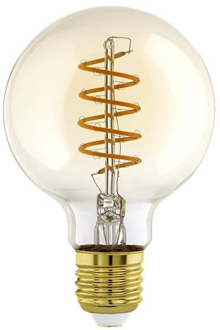 Eglo Lampe LED E27 à intensité variable, ampoule globe vintage spirale, éclairage rétro, 8 watts (équivalent à 60 watts), 806 lumens, blanc chaud, 2700 K, Edison G95, Ø 9,5 cm