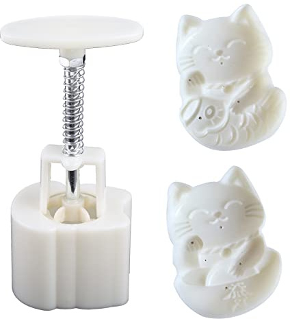 Mooncake Formen CQEAZ Form 50g für Katze Form Stempel Mond Kuchen Formen zum Backen für Mitte Herbst