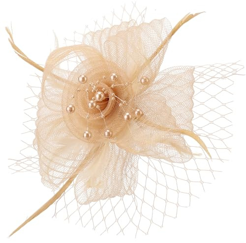 DRESHOW Fascinators Hatt Blomma Mesh Ribbons Fjädrar med Gaffel Clip Cocktail Teparty Huvudbonad för Flickor Kvinnor