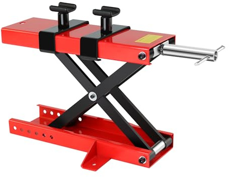 Motorcycle Scissor Lift Jack, 1100LBS Heavy Duty Scissor Lift for Cruisers, ATV, Dirt Bike - Wide Anti-Slip Deck, Manual Crank Handle, Compact & Portabl