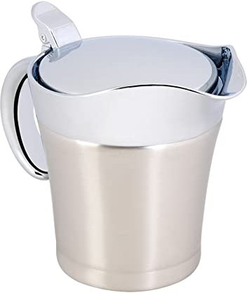Salsera de 450ml/750ml, Salsera de Acero Inoxidable 304 con Doble Aislamiento Térmico, Suministros Esenciales Cocina con Pico Antigoteo, Apto para Tomate Crema Etc (Pequeño 450 ml)