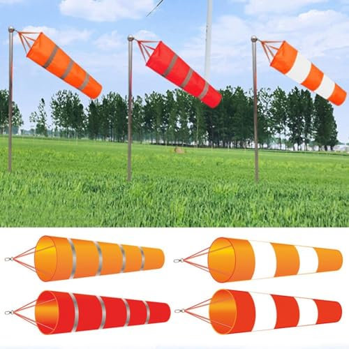 150 cm langer Windsack aus Ripstop-Polyester, ideal für Wetterüberwachung (Orange + Weiß)