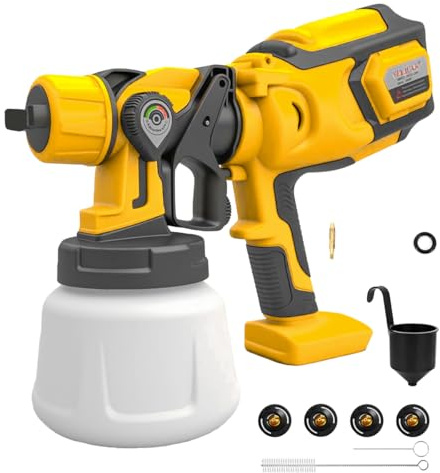 Cordless Paint Sprayer for Dewalt Battery,Fence Paint Sprayer with 3 Spray Painting Modes, Handheld Spray Gun for Fences, Sheds, Decking or Garden Furniture, 1000ML Spray Bottle Capacity（No Battery)