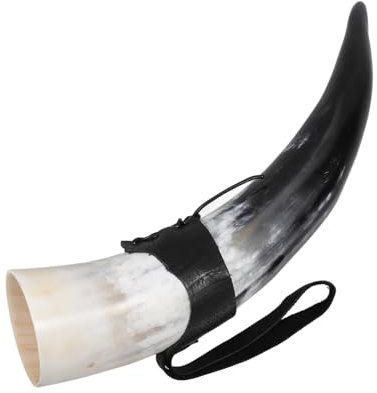 COLLBATH Corne à Boire Viking Pointue 36-40 Cm En Corne De Bœuf Naturelle, Grand Volume, Légère Et Portable, Pour Bière, Vin Et Hydromel, Usage Camping Et Reconstitutions Historiques –
