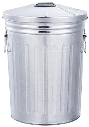 Milageto Cubo de Basura de Hierro para Exterior de 8 litros con Tapa, Multifuncional, Resistente, para Patio, Granja, con Dos Asas, Redondo.
