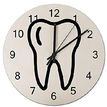 Dente Dentista Orologio Assistente Dentale Rotondo Quarzo Orologi Da Appendere Silenzioso Orologio Muro Facile Lettura Orologio Da Parete Per Scuola Bar Ufficio 25Cm