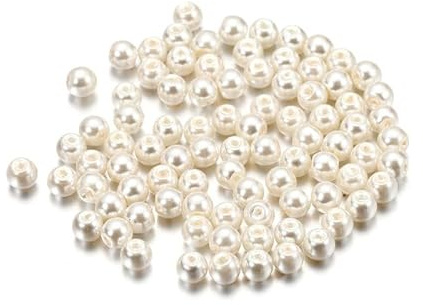 100 perline di vetro da 6 mm, perle finte sfuse, beige, perline per fai da te