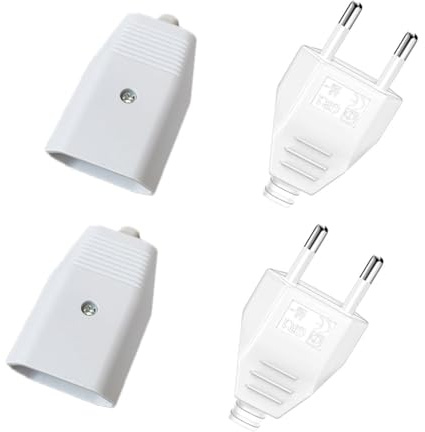 SIGANDG Prise Electrique Male Femelle,Prise Electrique 250V 2.5A,Accouplement Plat Euro 250V Prise Euro Plate Fiche Electrique Femelle 4Pièces