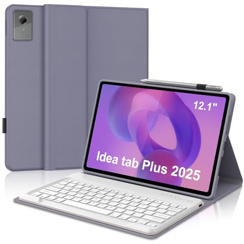FOGARI Teclado para Lenovo Idea Tab Plus 12.1 2025, Funda con Español Ñ Teclado Bluetooth Magnético Desmontable para Tablet Lenovo Idea Tab Plus 12.1, Púrpura