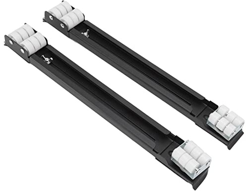 SALALIS Kraftig Utdragbar Apparatrulle 300 Kg Lastbärande Basskjutreglage för Tvättmöbler, Järn/nylon/silikon (Svart)