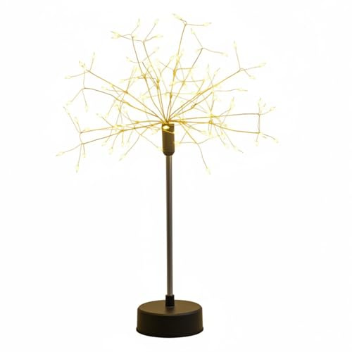 Monwssoe Firework Lights, Fairy Night Lamp with Copper Wire Warm White LED Table Lamp, Stable Base, 2 Modes, Battery Operated Bedside Light for Bedroom Decor