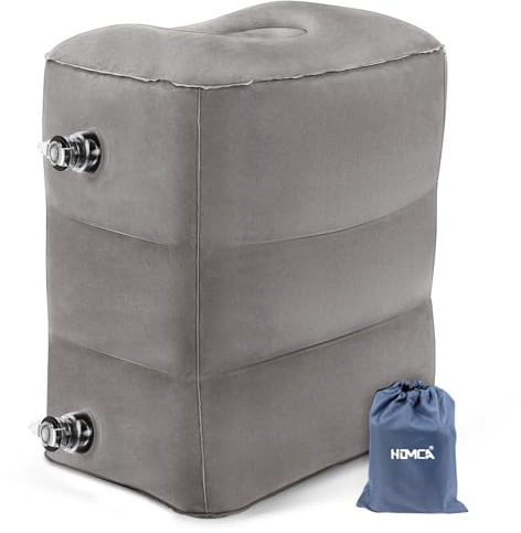 HOMCA Poggiagambe Cuscino per Piedi Riposo, Portable Outdoor Cuscino poggiapiedi Gonfiabile per Aerei, Automobili, Autobus, Treni, Ufficio e Bambini a Dormire sui voli Lunghi