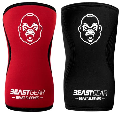 Beast Gear Ginocchiera Sportiva - Fascia Ortopedica Elastica per Ginocchia in Neoprene, Taglia M - Tutore per Leg Press, Powerlifting, Bodybuilding e Calcio