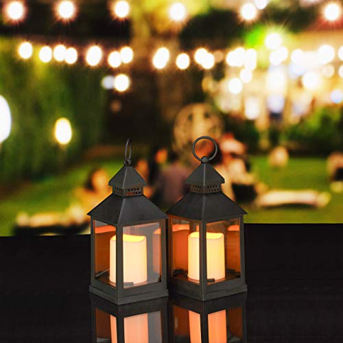 Relaxdays 8 x LED Laterne im Set, Kerze mit Flammeneffekt, Outdoor geeignet, nostalgische Deko-Laternen, H: 23 cm, schwarz
