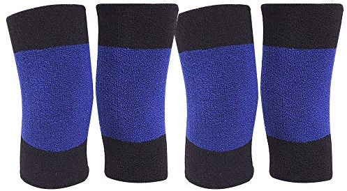 MilyaDE 2 Paare Anti-Rutsch Kniewärmer Knieschoner Knieschützer für Fußball Tanzen Yoga Sport (Blau+Schwarz)